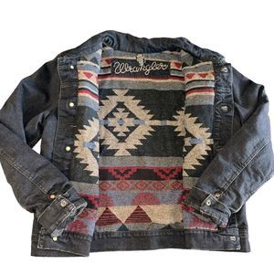 Wrangler Black Jean Jacket with Patterned Lining